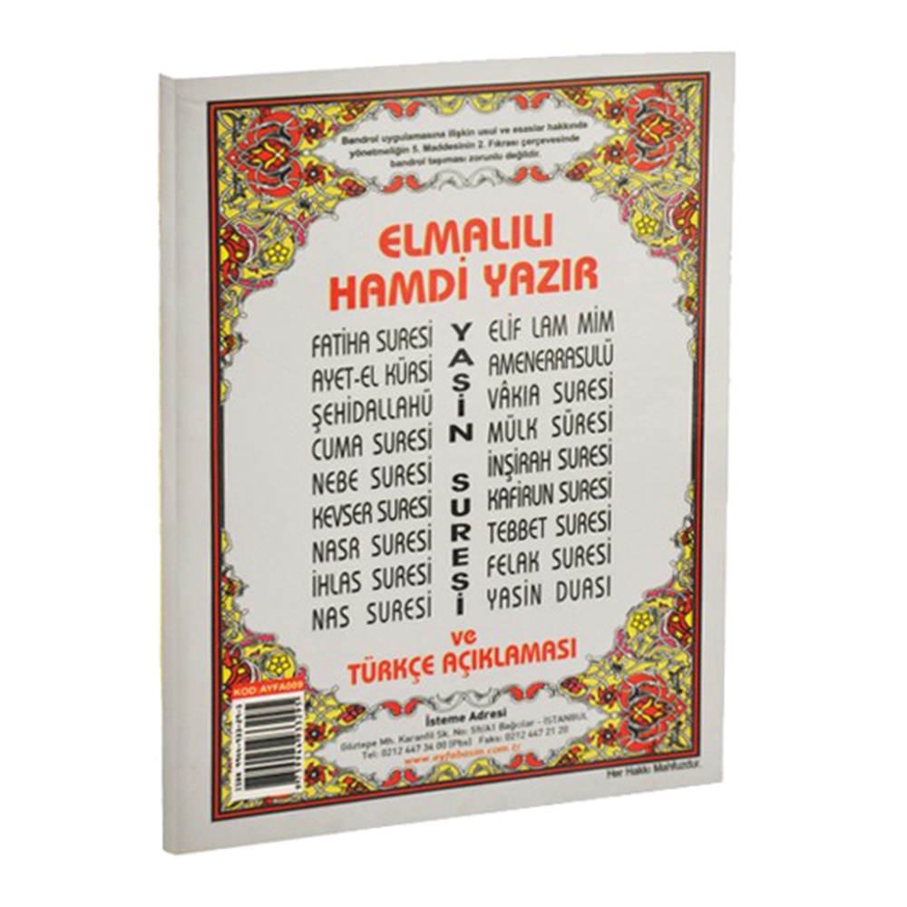 006-CEP BOY YASİN 5 RENK SATIR ALTI TÜRKÇE MEALLİ