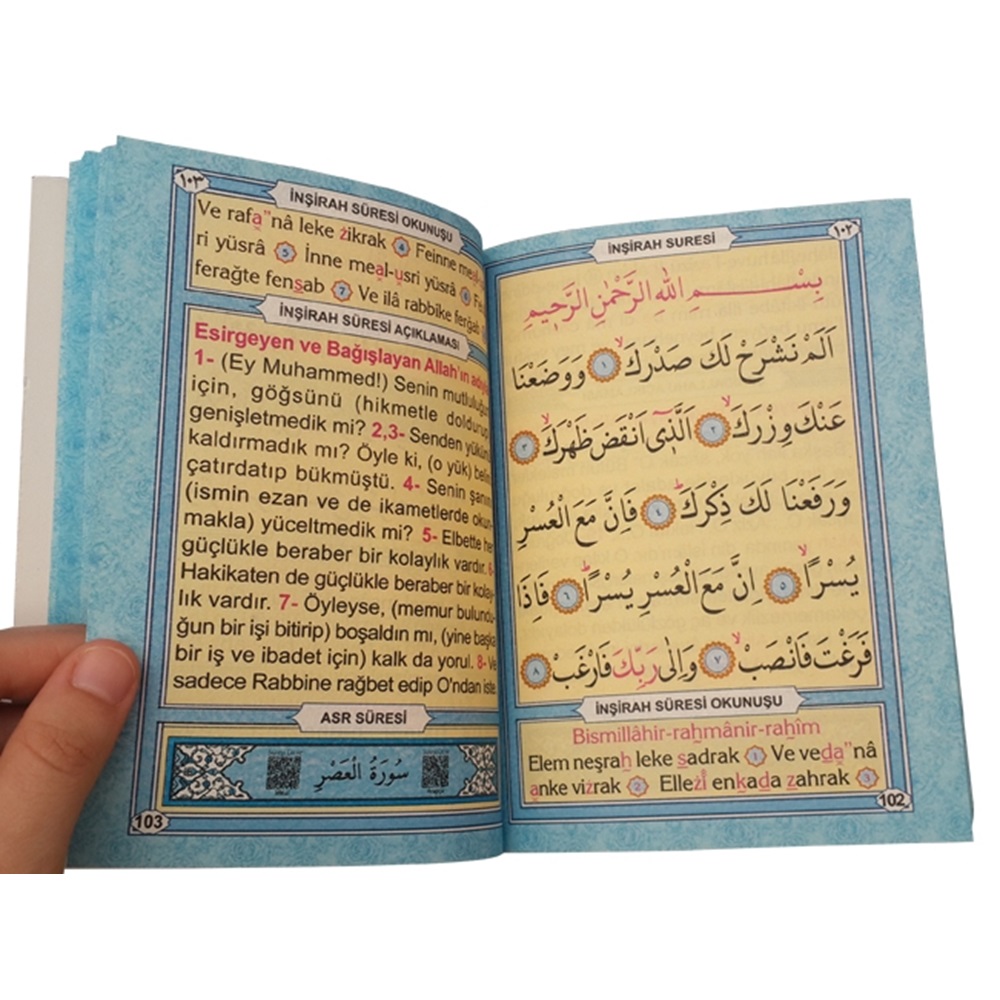 245M-KARTON ÇANTALI ÇANTA BOY TÜRKÇELİ 128 SAYFA YASİN-MAVİ