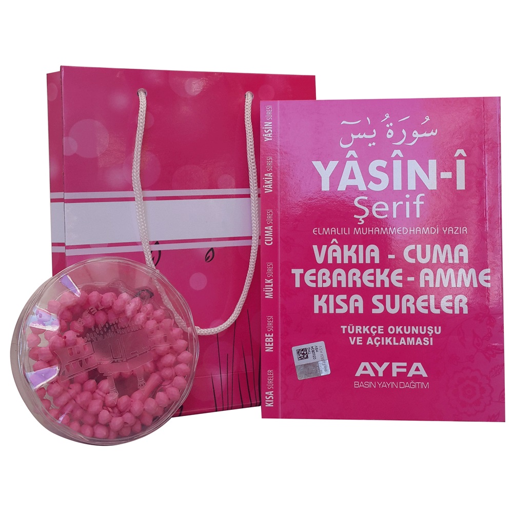 245P-KARTON ÇANTALI ÇANTA BOY TÜRKÇELI 128 SAYFA YASIN-PEMBE