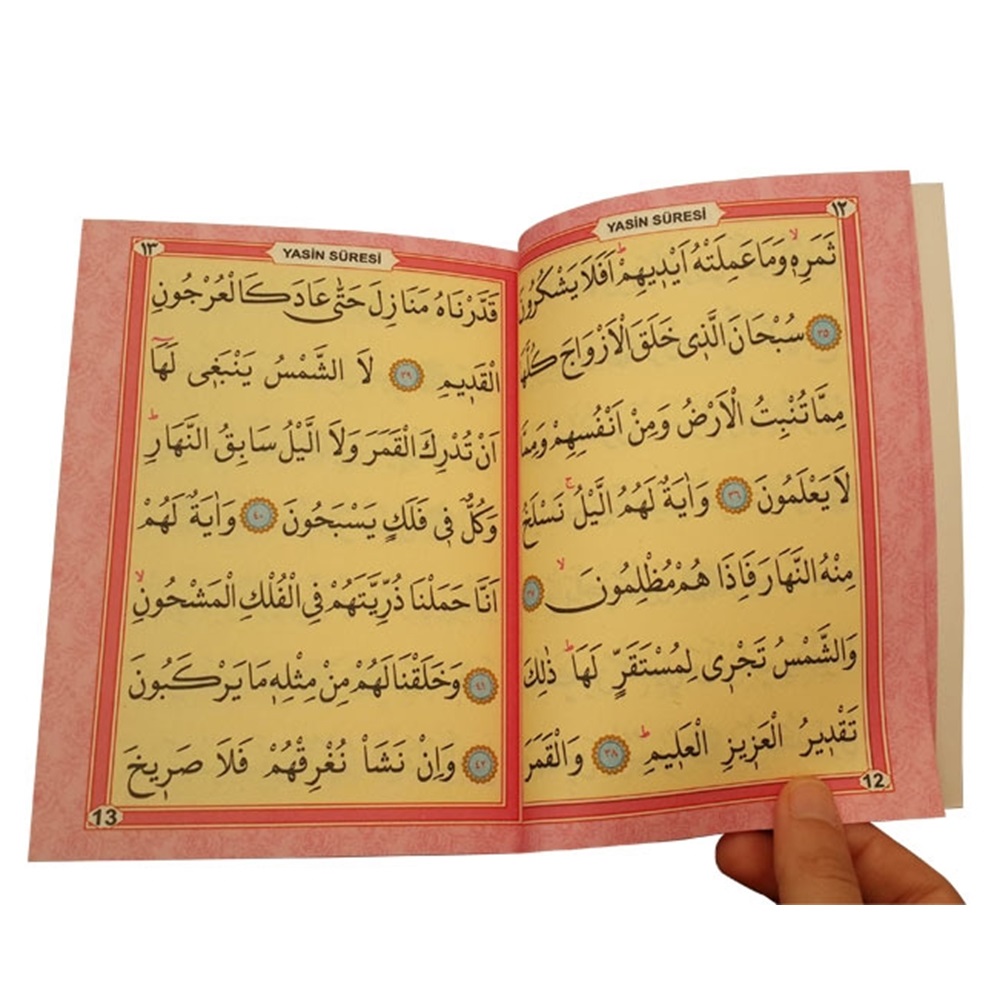 245P-KARTON ÇANTALI ÇANTA BOY TÜRKÇELİ 128 SAYFA YASİN-PEMBE