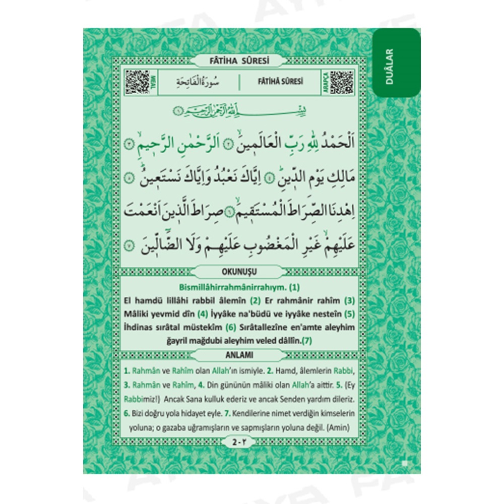 KP080Y-YEŞİL KAPLAMA ÇANTA BOY TÜRKÇELİ 80 SAYFA YASİN