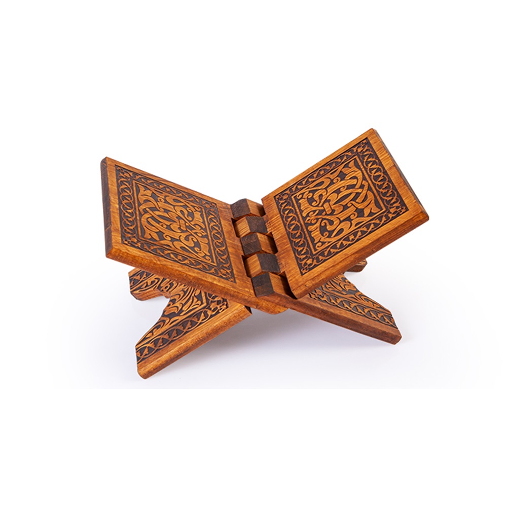 TS006-SELÇUKLU YAKMA DESENLİ AHŞAP RAHLE - MİNİ BOY