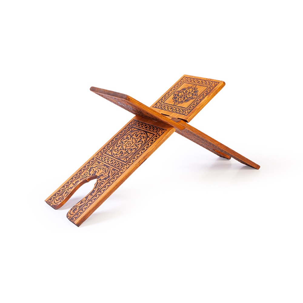 TS009-SELÇUKLU YAKMA DESENLİ AHŞAP RAHLE - BÜYÜK BOY
