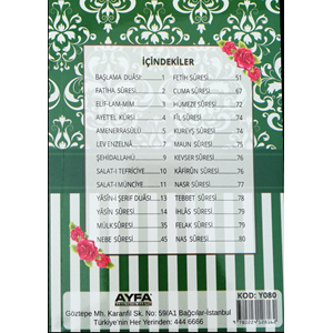 080Y-YEŞİL RENK ÇANTA BOY TÜRKÇELİ 80 SAYFA YASİN-İ ŞERİF