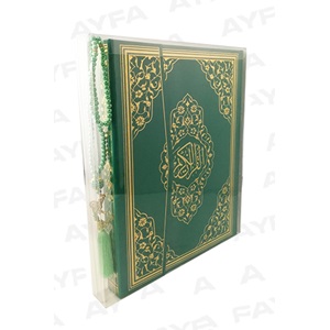 229K-YEŞİL-MÜHÜRLÜ CAMİ BOY HEDİYELİK KURAN-I KERİM (İNCİ TESBİH HEDİYELİ)