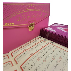 234PEMBE-ORTA BOY OTUZ CÜZ MÜHÜRLÜ KURAN-I KERİM-SUNİ DERİ ÇANTALI