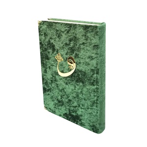 289YEŞİL-MÜHÜRLÜ ORTA BOY SANDIKLI KADİFE KURAN-I KERİM