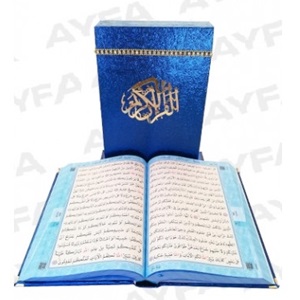 KP192LACİVERT-KAPLAMA MÜHÜRLÜ ORTA BOY MAKETLİ KURAN