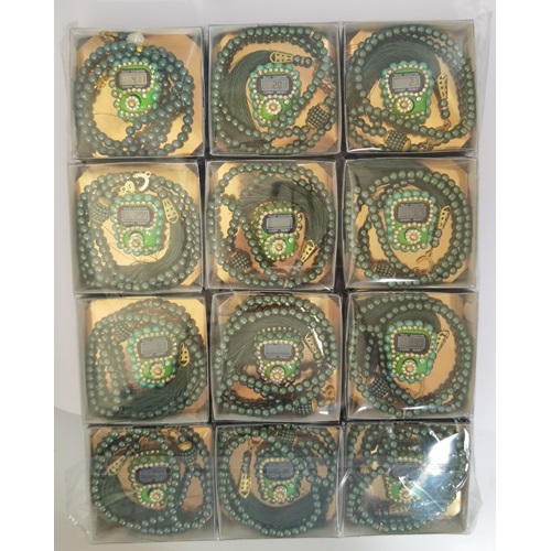 521yeşil - 12 li İNCİ TESBİHLİ TAŞLI ZİKİRMATİK SETİ