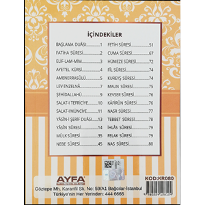 080KRM-KREM RENK ÇANTA BOY TÜRKÇELİ 80 SAYFA YASİN-İ ŞERİF