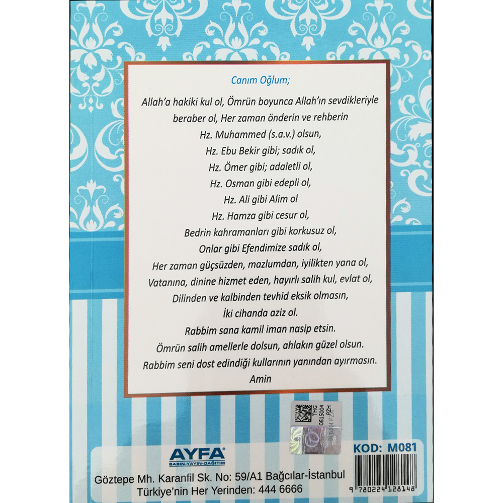 080M-MAVİ RENK ÇANTA BOY TÜRKÇELİ 80 SAYFA YASİN-İ ŞERİF