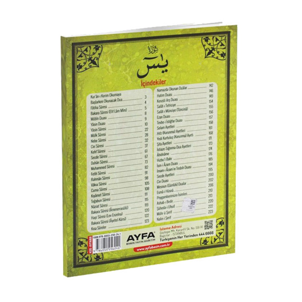 167YEŞİL-ORTA BOY MÜNACAT CÜZÜ YASİN VE DUALAR