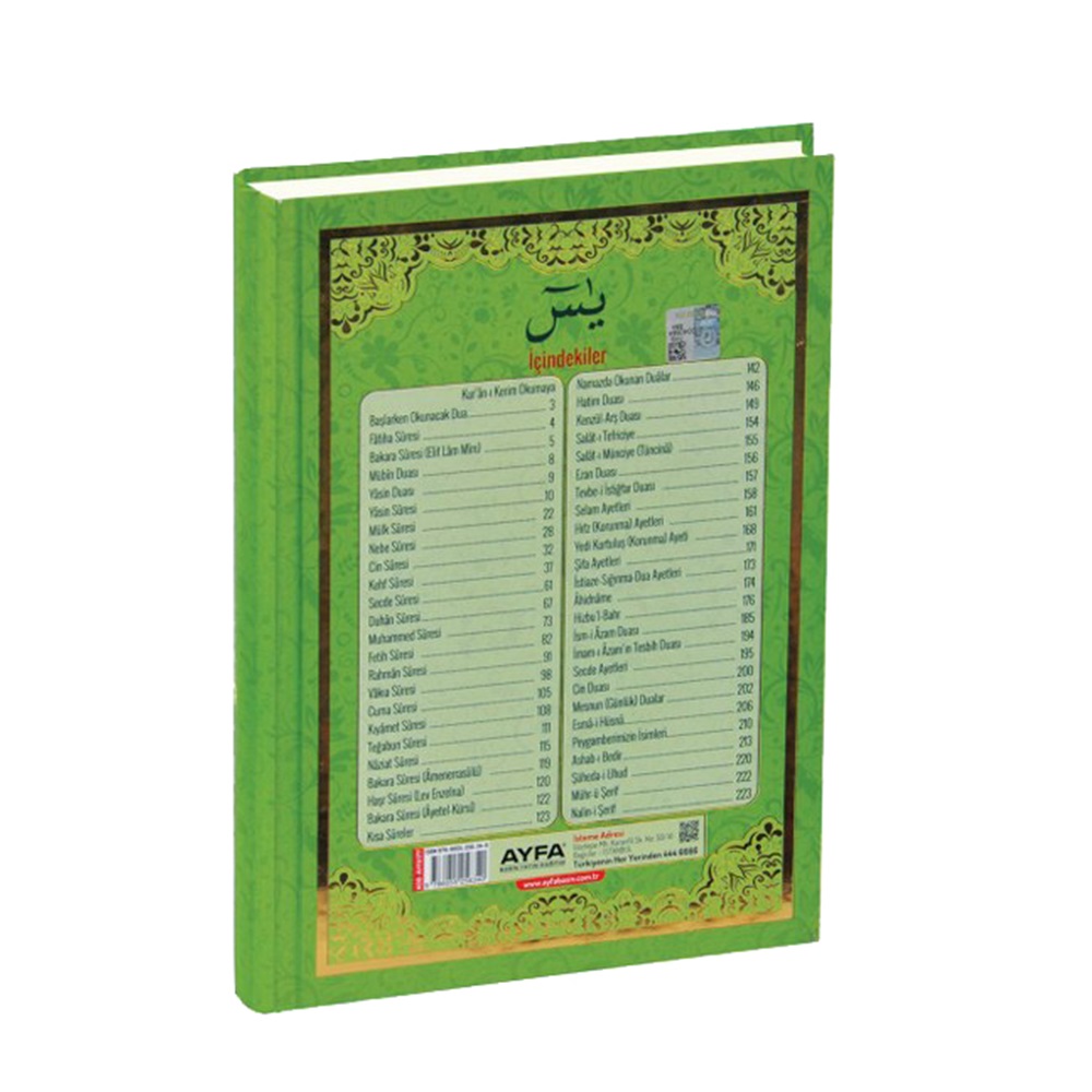 177YEŞİL-ORTA BOY SERT KAPAK MÜNACAT CÜZÜ YASİN VE DUALAR