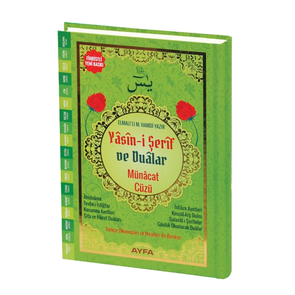 177YEŞİL-ORTA BOY SERT KAPAK MÜNACAT CÜZÜ YASİN VE DUALAR