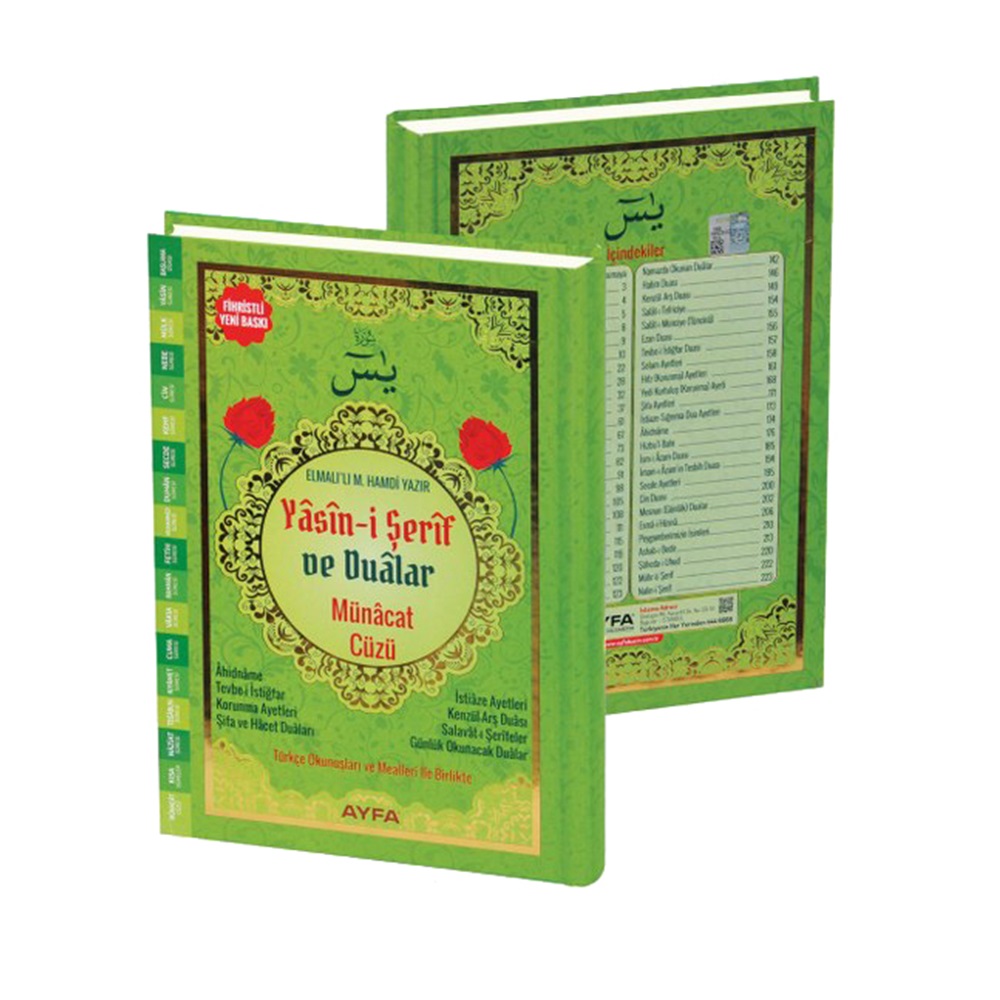 177YEŞİL-ORTA BOY SERT KAPAK MÜNACAT CÜZÜ YASİN VE DUALAR