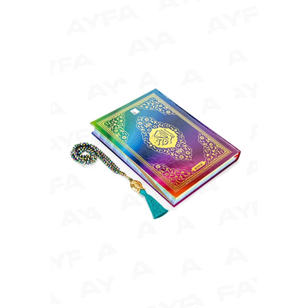 227G-MÜHÜRLÜ ORTA BOY HEDİYELİK RENKLİ KURAN-I KERİM (KRİSTAL TESBİH HEDİYELİ)
