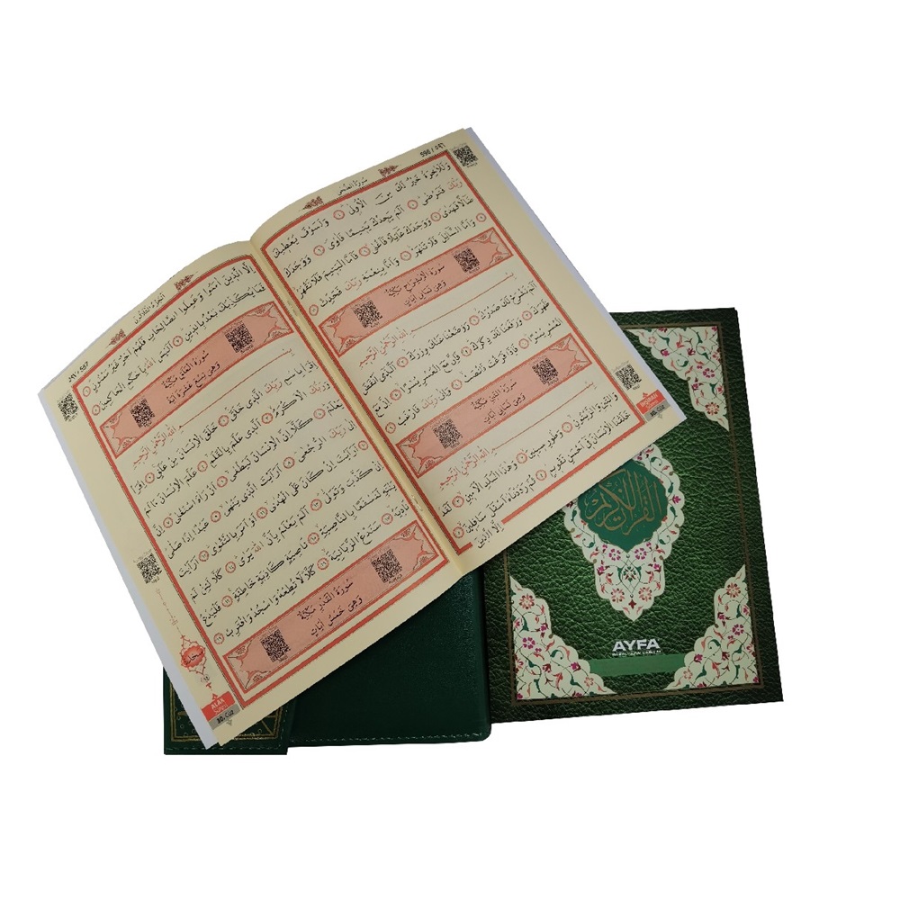 234YEŞİL-ORTA BOY OTUZ CÜZ MÜHÜRLÜ KURAN-I KERİM-SUNİ DERİ ÇANTALI