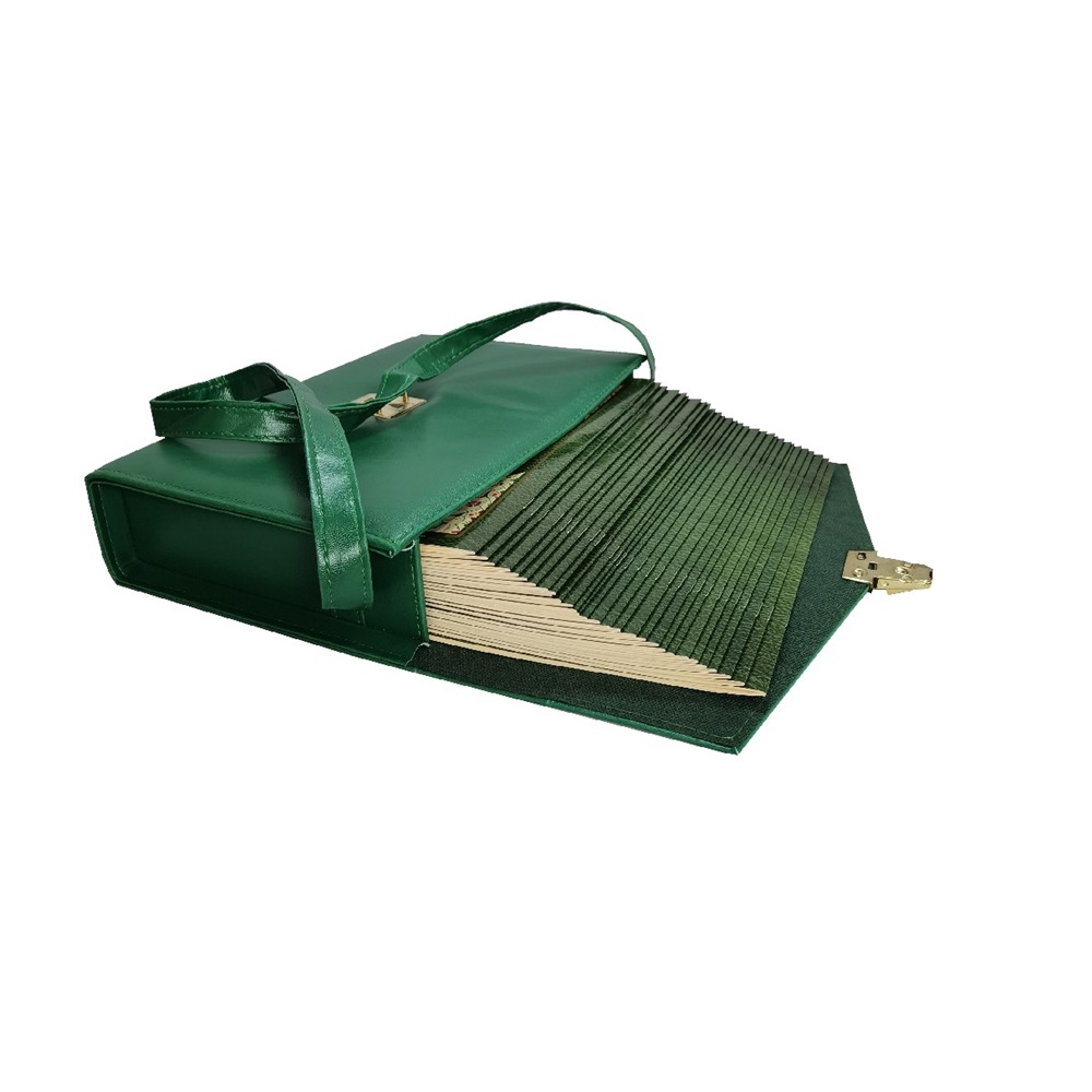 236YEŞİL-CAMİ BOY OTUZ CÜZ MÜHÜRLÜ KURAN-I KERİM-SUNİ DERİ ÇANTALI