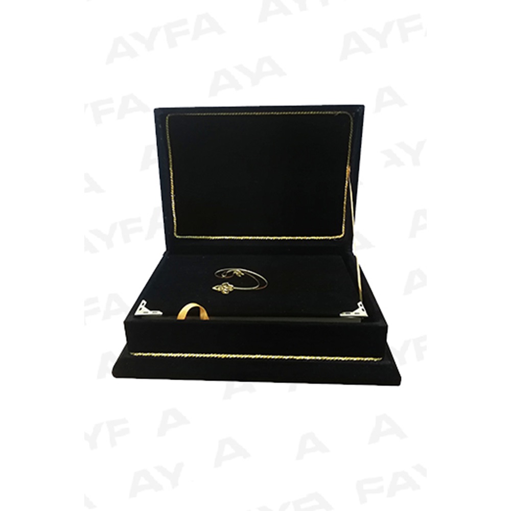 289SİYAH-MÜHÜRLÜ ORTA BOY SANDIKLI KADİFE KURAN-I KERİM