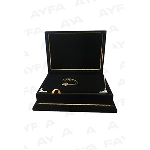 289SİYAH-MÜHÜRLÜ ORTA BOY SANDIKLI KADİFE KURAN-I KERİM