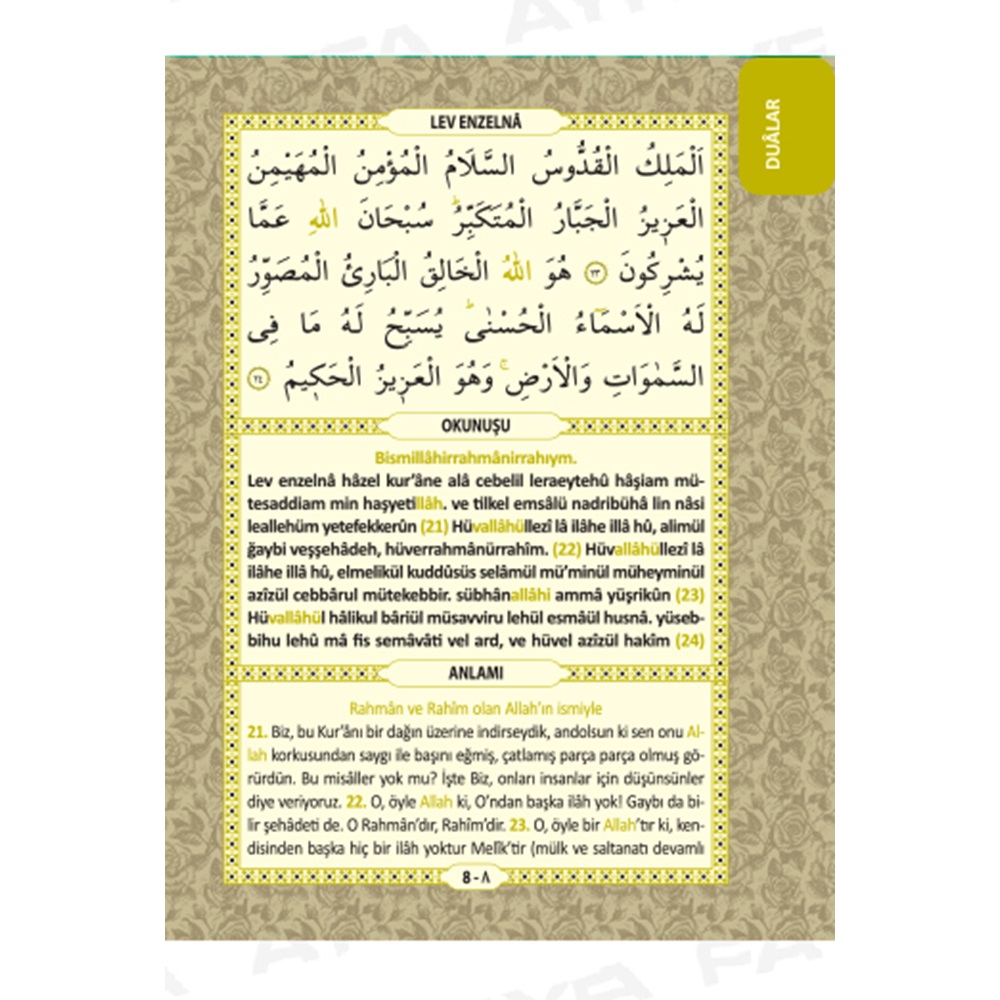 KP080GOLD-GOLD KAPLAMA ÇANTA BOY TÜRKÇELİ 80 SAYFA YASİN