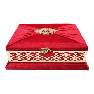 PL279-ÖZEL PLEKSİLİ MÜHÜRLÜ ORTA BOY BÜZGÜLÜ SANDIKLI KADİFE KURAN-I KERİM