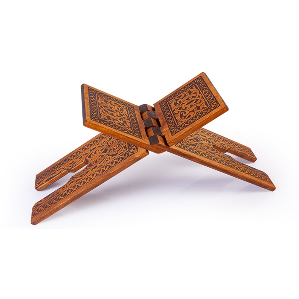 TS008-SELÇUKLU YAKMA DESENLİ AHŞAP RAHLE - ORTA BOY