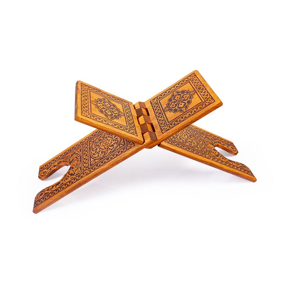 TS009-SELÇUKLU YAKMA DESENLİ AHŞAP RAHLE - BÜYÜK BOY