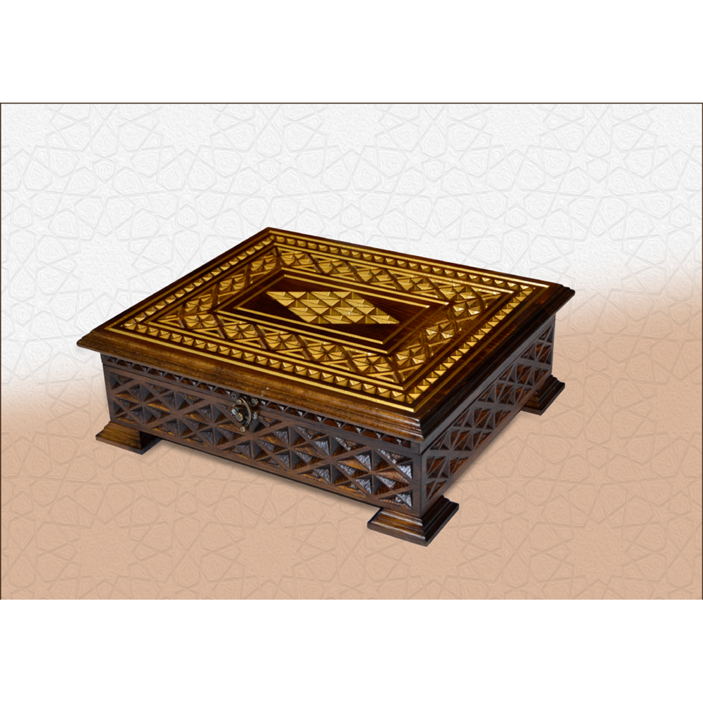 TS032-AHŞAP RAHLE BOY KURAN-I KERİM KUTUSU-OYMALI