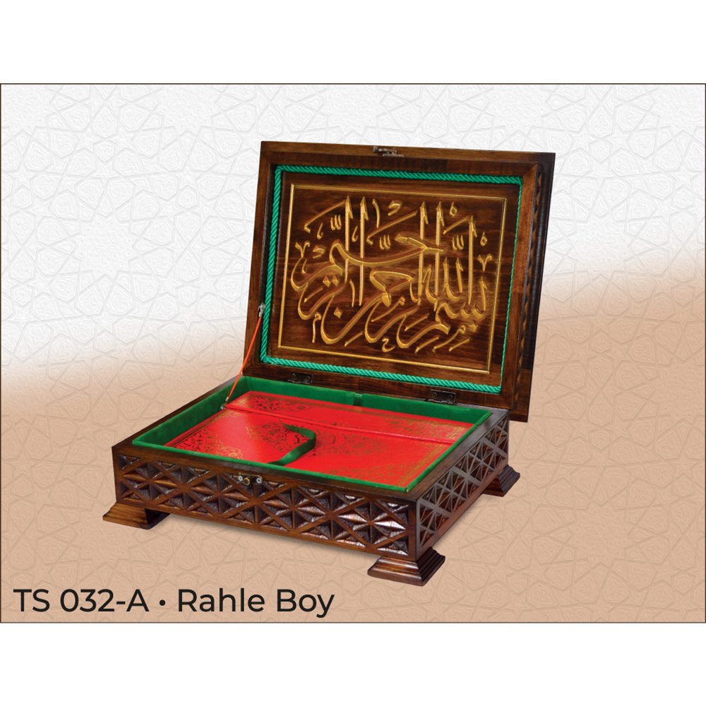 TS032-AHŞAP RAHLE BOY KURAN-I KERİM KUTUSU-OYMALI